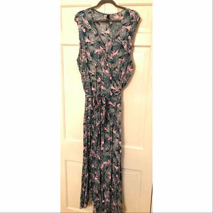Navabi Manon Baptiste Wrap Maxi Dress Palm Fronds Sz 22